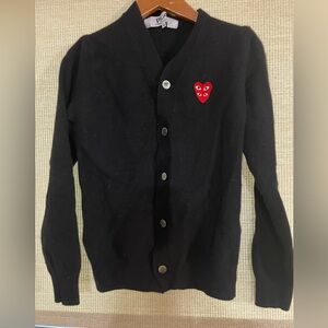 Comme des Garcons Black Cardigan with Red Heart